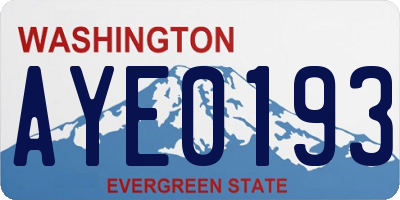 WA license plate AYE0193