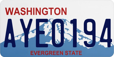 WA license plate AYE0194