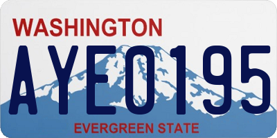 WA license plate AYE0195