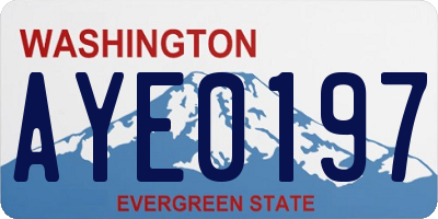 WA license plate AYE0197