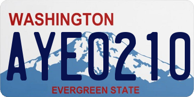 WA license plate AYE0210