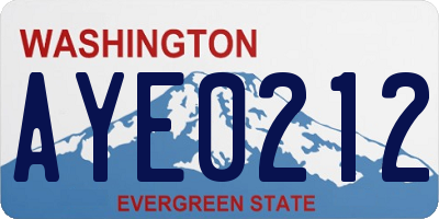 WA license plate AYE0212
