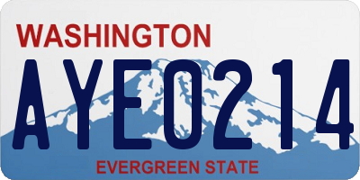 WA license plate AYE0214