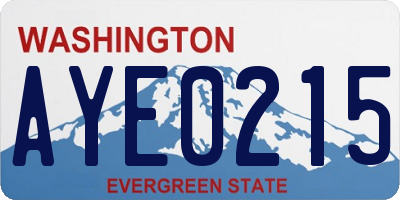 WA license plate AYE0215