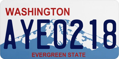 WA license plate AYE0218