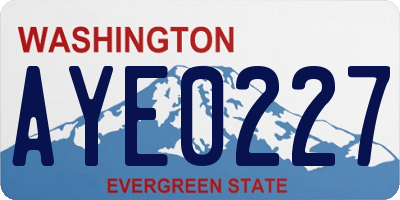 WA license plate AYE0227