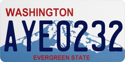 WA license plate AYE0232