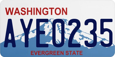 WA license plate AYE0235
