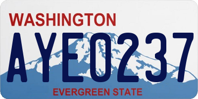 WA license plate AYE0237