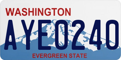 WA license plate AYE0240