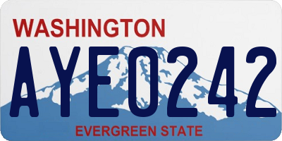 WA license plate AYE0242