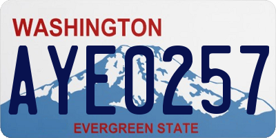 WA license plate AYE0257