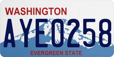WA license plate AYE0258