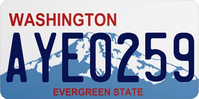 WA license plate AYE0259