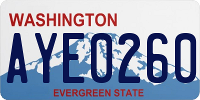 WA license plate AYE0260