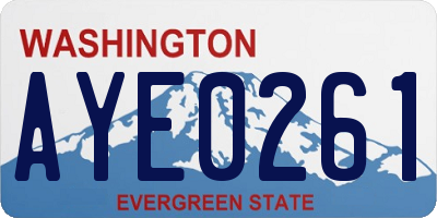 WA license plate AYE0261