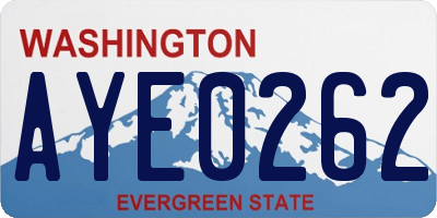 WA license plate AYE0262