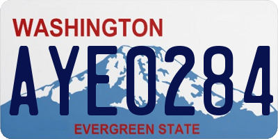 WA license plate AYE0284