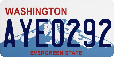 WA license plate AYE0292