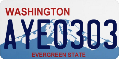 WA license plate AYE0303