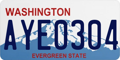 WA license plate AYE0304