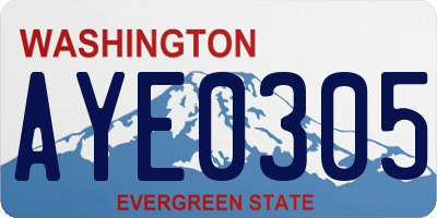 WA license plate AYE0305