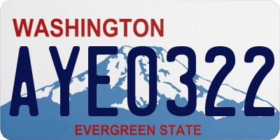 WA license plate AYE0322