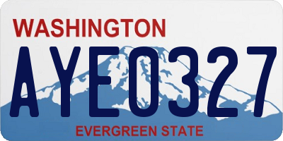 WA license plate AYE0327