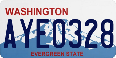 WA license plate AYE0328