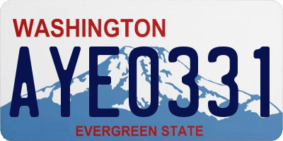 WA license plate AYE0331