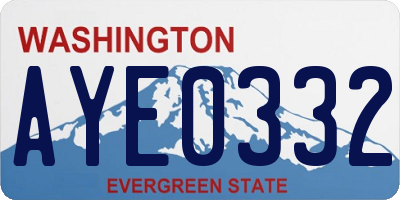 WA license plate AYE0332