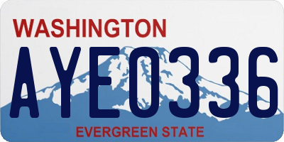 WA license plate AYE0336