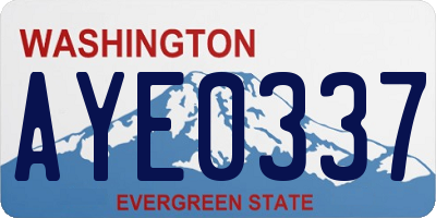 WA license plate AYE0337