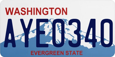 WA license plate AYE0340