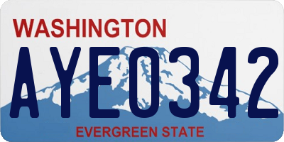WA license plate AYE0342