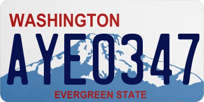 WA license plate AYE0347