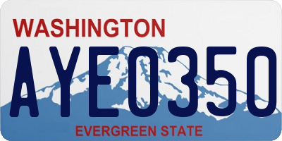 WA license plate AYE0350