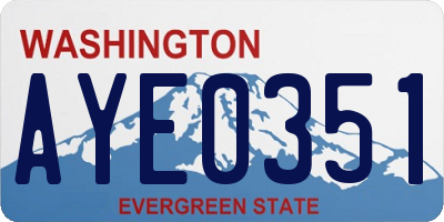 WA license plate AYE0351