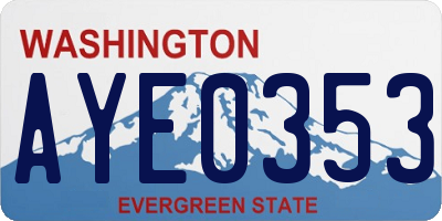 WA license plate AYE0353