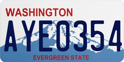 WA license plate AYE0354