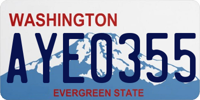 WA license plate AYE0355