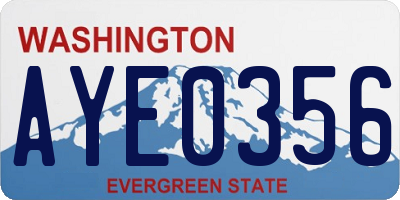 WA license plate AYE0356