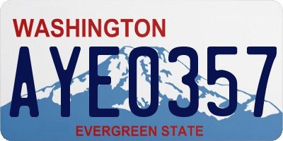 WA license plate AYE0357