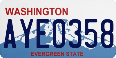 WA license plate AYE0358