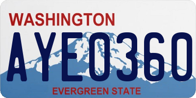 WA license plate AYE0360