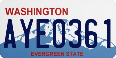 WA license plate AYE0361