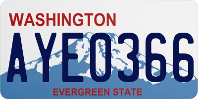 WA license plate AYE0366