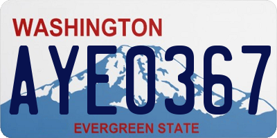 WA license plate AYE0367