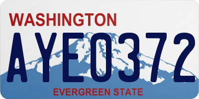 WA license plate AYE0372