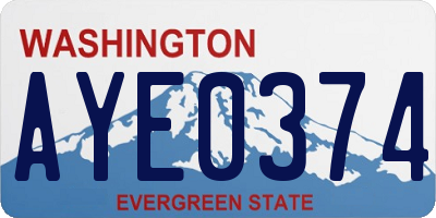 WA license plate AYE0374